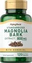 Piping Rock Magnolia Bark Extrakt 800mg | 120 Kapseln | Standardisierte Kräuterergänzung | mit Honokiol | Non-GMO, Glutenfrei