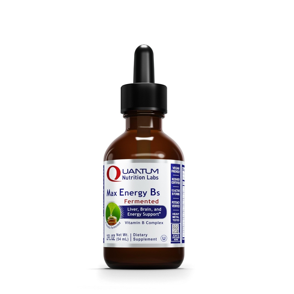 Laboratoires de nutrition quantique Max Energy B - Gouttes liquides complexes de vitamine B, supplément de vitamine B organique pour les femmes et les hommes, vitamine B1, B2, B3, B5, B6, B12 - 2 Fl Oz