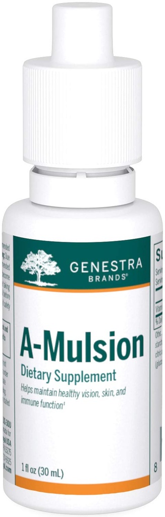 Genestra Marken A-Mulsion | Vitamin Eine Flüssigkeit zur Unterstützung Immunsystem, Haut, Vision, Knochen und Zähne* | 1 Fl Oz | Citrus Flavor