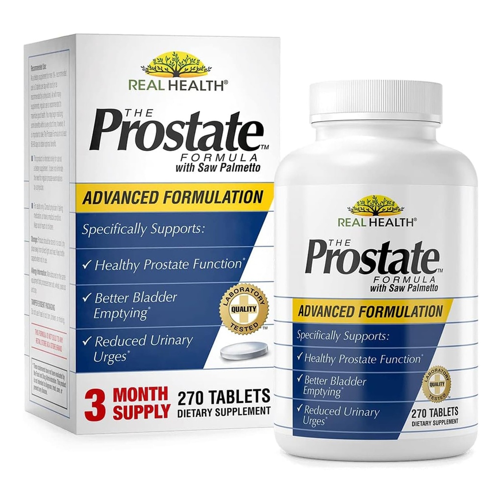 La santé réelle La formule de la prostate - Suppléments avancés de la santé de la prostate pour les hommes, Saw Palmetto Formule pour la santé Bladder et le soutien urinaire, avec grenade, zinc et graines de citrouille - 270 Compte