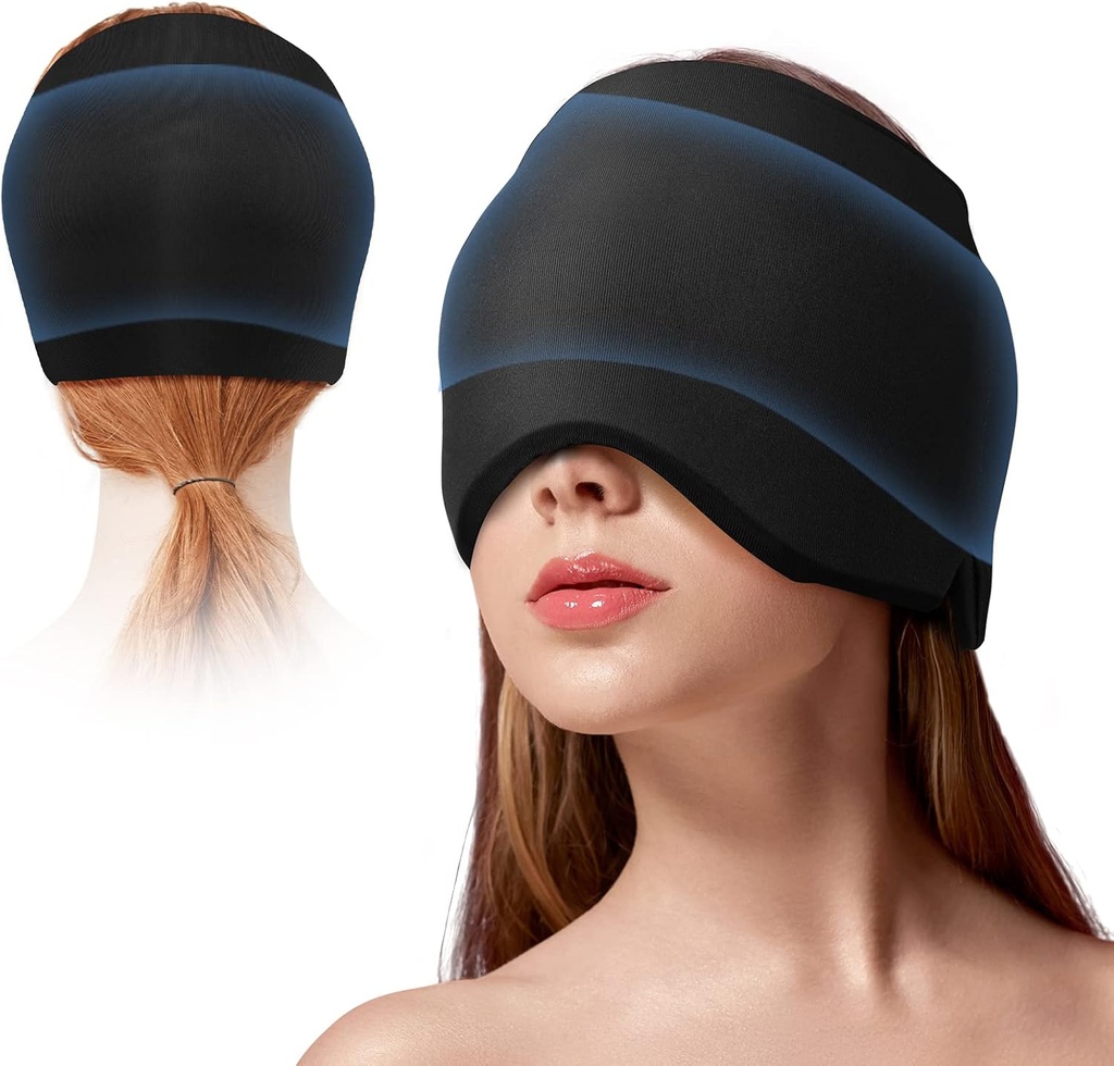 Chapeau de soulagement de la tête de glace migraine pour la migraine avec thérapie froide et chaude Enveloppe flexible de la tête de glace pour les yeux puffy Compresseur froid Casquette de soulagement de la tête de la migraine pour la tension Sinus & Stress