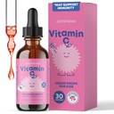 JoySpring Vitamin C und Zink für Kinder, Elderberry Liquid Supplement | Alkoholfreies Kleinkind Vitamin C | 2+ Jahre | (2 fl oz) 30 Servierungen