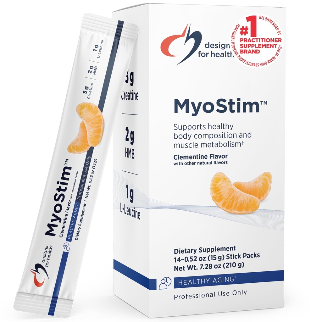 Conceptions pour la santé MyoStim - HMB + Collagène Peptides Poudre avec L-Leucine + Créatine pour soutenir le vieillissement en santé - Peut aider à atténuer la perte musculaire liée à l'âge - Clementine-Aromatisé Boissons (14 Stick Packs)