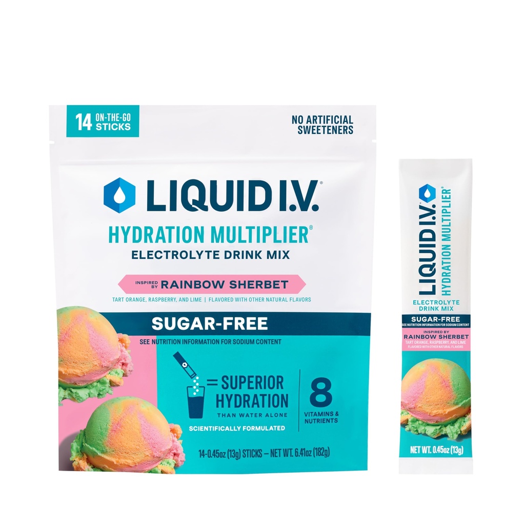 Multiplieur d'hydratation I.V.® liquide sans sucre - sorbet arc-en-ciel