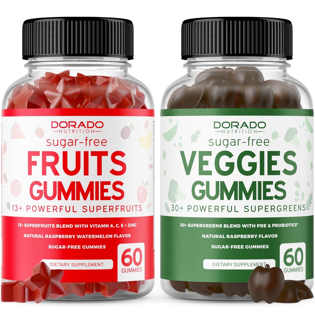 Fruit and Veggies Supplement (120 Gummi) - Premium Sugar-Free Superfood Super Green & Fruit Gummies für Erwachsene - Immunität Unterstützung für Männer & Frauen - Non GMO, Vegan Safe & Made in USA