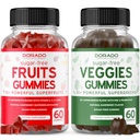 Fruit and Veggies Supplement (120 Gummi) - Premium Sugar-Free Superfood Super Green & Fruit Gummies für Erwachsene - Immunität Unterstützung für Männer & Frauen - Non GMO, Vegan Safe & Made in USA