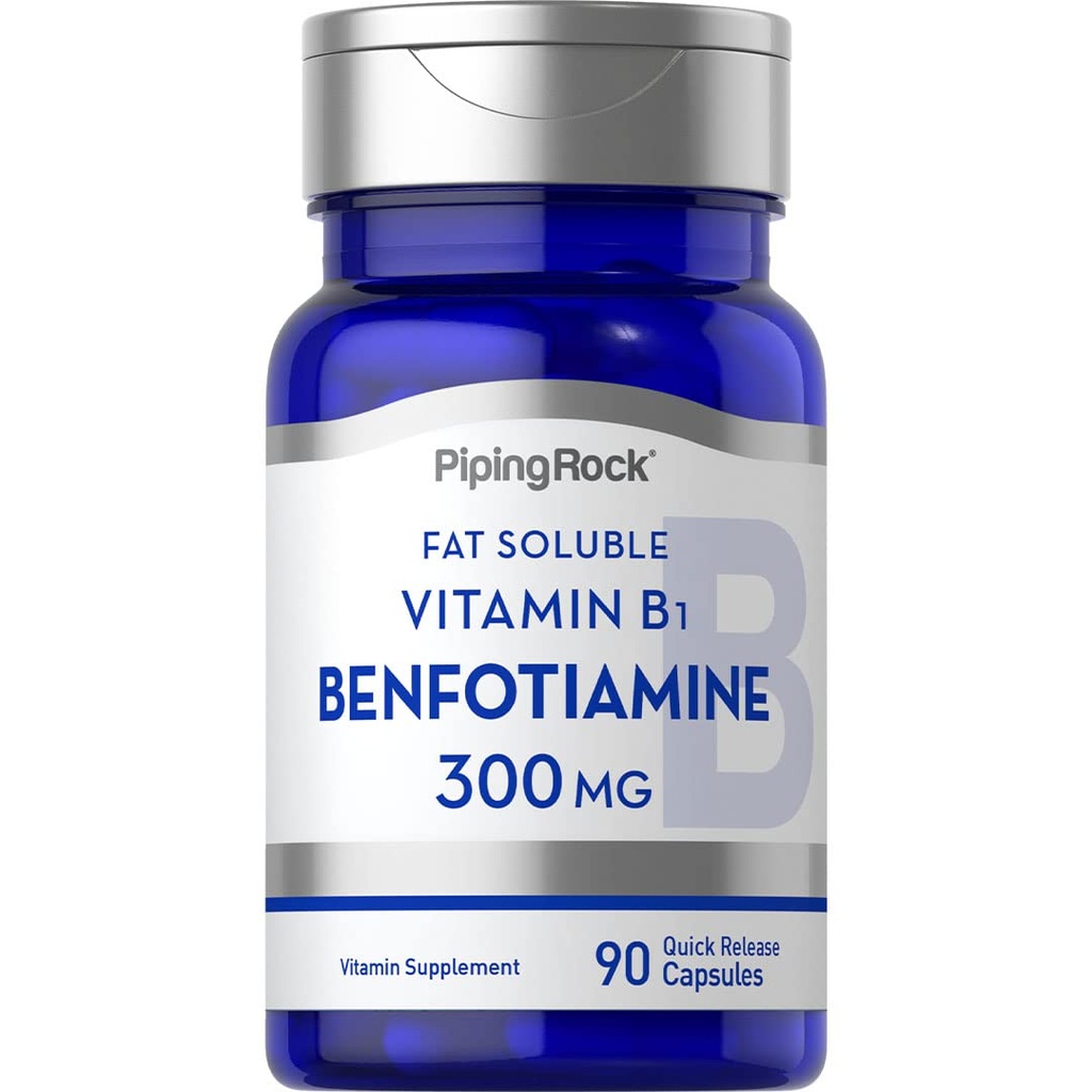 Piping Rock Benfotiamine 300mg | 90 Kapseln | Fett lösliches Vitamin B1 | Non-GMO, Glutenfreie Ergänzung