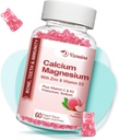 Hohe Absorption Calcium-Gummien, Zucker freie Calcium-Magnesium Zink-Gummien mit Vitamin D3 für Männer und Frauen, Peach Flavored 60 Cts