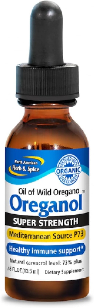 NORTH AMERICAN HERB & SPICE Super Strength Oreganol - 0.45 fl. oz. - Unverarbeitet, Wild, Bio Oregano Öl - Mediterrane Quelle P73 - Non-GMO - 194 Servierungen