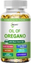 Huile d'Origan Softgels,Huile organique d'Origan à l'huile de graines noires pour immunosupport santé digestive Herbal saisonnier,High Carvacrol & Thymoquinone Origan Oil, Basé sur les plantes,Non-OGM,120 Compte