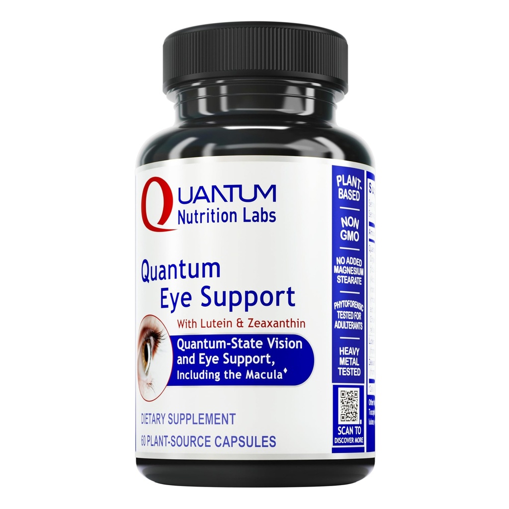Quantum Nutrition Labs Eye Support - Vitamines pour la santé des yeux, Lutéine et Zeaxanthin Suppléments pour les yeux pour les adultes et les aînés, soutient la santé maculaire, contient des baies et des carottes - 60 capsules végétariennes