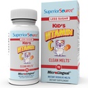 Überlegene Quelle Kid's Vitamin C Clean Melts - Immununterstützungsergänzung für Kinder - Weniger Zucker - Nicht-GVO, Glutenfrei & Konservierungsmittelfrei - 90 MicroLingual Instant-Dissolve Tabletten