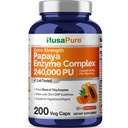 NusaPure Papaya Papain Enzyme Complex 240.000 PU - 200 Veggie Caps - 100% Vegetarisch, Non-GMO