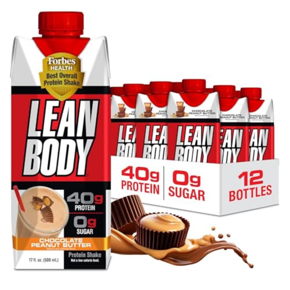 Lean Body Ready-to-Drink Protein Shake, 40g Protein, Whey Blend, 0 Zucker, Glutenfrei, 22 Vitamine & Minerals, (Recyclable Carton & Lid - Pack of 12) LABRADA (Chocolate Peanut Butter)