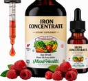 Maxi Gesundheit Frauen, Männer und Kinder Flüssigeisen Ergänzung - 15 mg pro ML Berry Flavored - Hohe Potenz - einfach zu mischen für sofortige Absorption - Energie ohne Übelkeit erhöhen - 2 fl Unzen