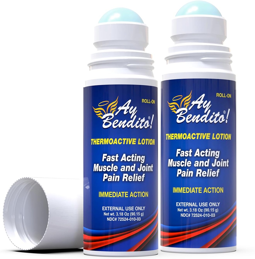 Ay Bendito! Thermoaktive Lotion für schnellere Schmerzlinderung auf Gelenke und Muskelfunktion - 3.18 oz Roll-on - Zwei Packung