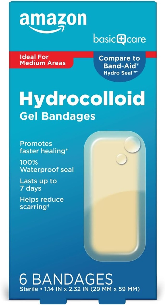 Basic Care Advanced Fast Healing Hydrokolloid Gel Bandagen, groß, 6 ct