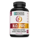 Zhou N.O. Pro - Premium Nitric Oxid Supplement für Männer & Frauen, Herz, Muskel- & Blut-Unterstützung mit Rübenwurzel & L Arginin, Natürliche Nitric Oxid Booster - 120 Veggie Kapseln