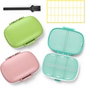 3 Pack 8 Compartments Travel Pill Box,Pill Organizer 7 Tage Moisture Proof Small Pill Case for Pocket Purse Daily Portable Medicine Vitamin Holder Container(Pink+Blue+Green)