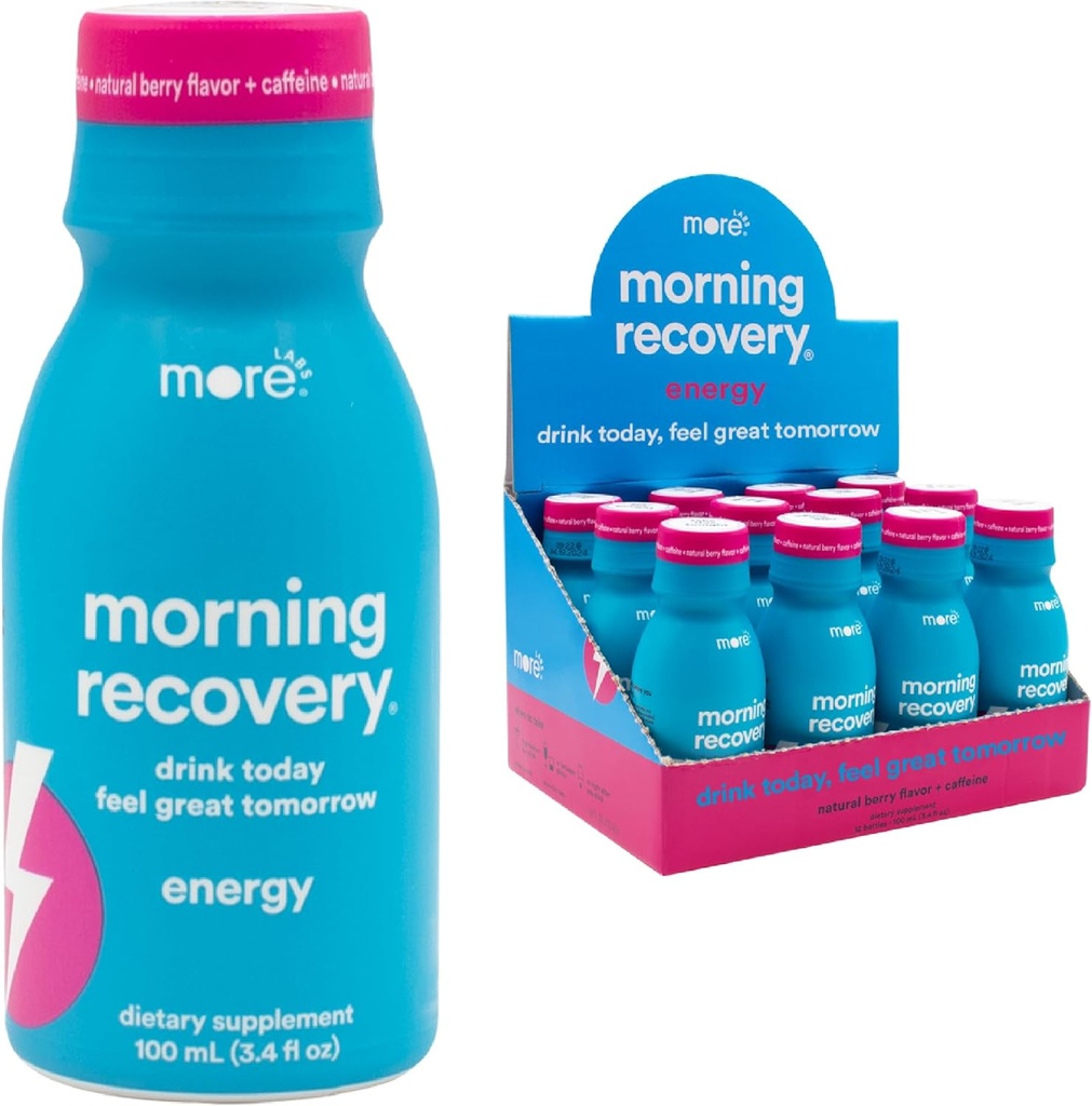 Redressement matinal, Electrolyte à l'énergie, Le chardon de lait Buvez Formulation propriétaire pour hydrater pendant la consommation, très soluble liquide DHM, non OGM, végétalien, sans gluten, baie, boîte de 12