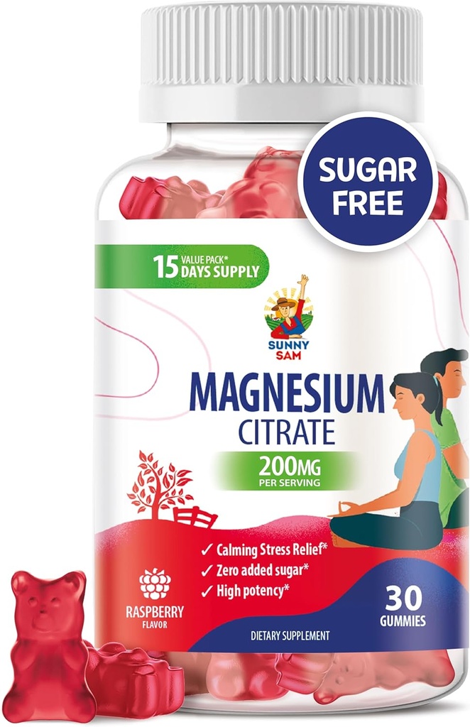 Magnesiumgummis für Kinder & Erwachsene - 200mg - Kalm Magnesium Kaugummis - Magnesium Citrat Kaubare Ergänzung für Mood & Muskelunterstützung