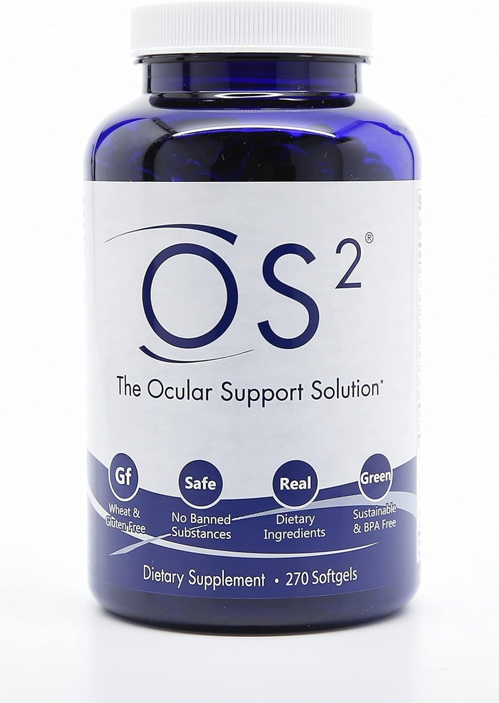 OS2 Ocular Support Solution - 270Ct, patentierte Augen Vitamine w AREDS2, VIT A, C, Zink, Omega-3, Lutein & Zeaxanthin, für Macular Health, Dry Eye, Blue Light & Night Vision Supplement