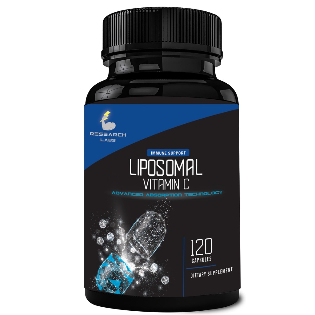 Forschungslabors Liposomal Vitamin C Supplement w/Enhanced Absorption LipoQuil-CTM | 120 Kapseln Immununterstützung Collagen Booster | High Dose Fat Soluble Vita C 1000mg Gepuffert | Non GMO, Vegan Pillen