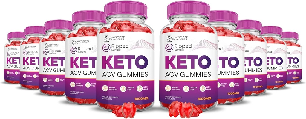 (10 Pack) Ripped Results Keto ACV Gummies Advanced Formula 1000MG Ripped Results Keto Gummies Apfelessig Formuliert mit Granatapfelsaft Pulver B12 Vegan Non GMO 600 Gummys
