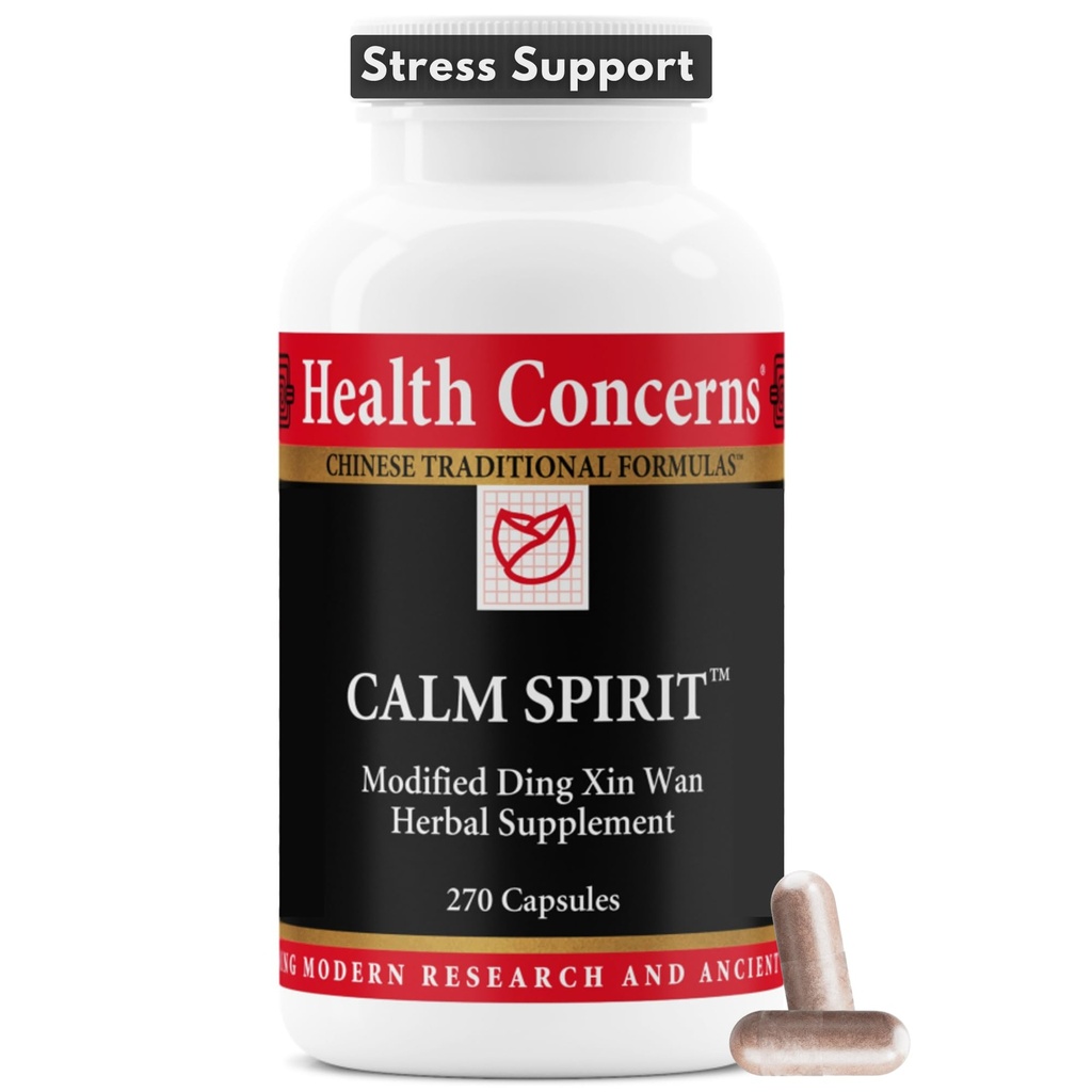 Préoccupations de la santé Esprit calme - Supplément de soulagement du stress avec mélange de plantes chinoises - Soutient l'humeur calme et le bien-être émotionnel - Extrait de glycinate de magnésium et d'épine - 270 capsules
