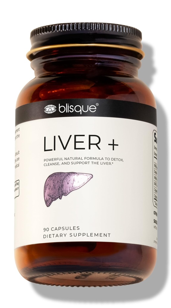Blisque – Liver Complex Ergänzung zu Detox, Sauberkeit und Reparatur der Leber | Arzt zugelassen | Natürliche Zutaten | Milchdistel, Dandelion und Burdock Root | 90 Kapsel Pillen