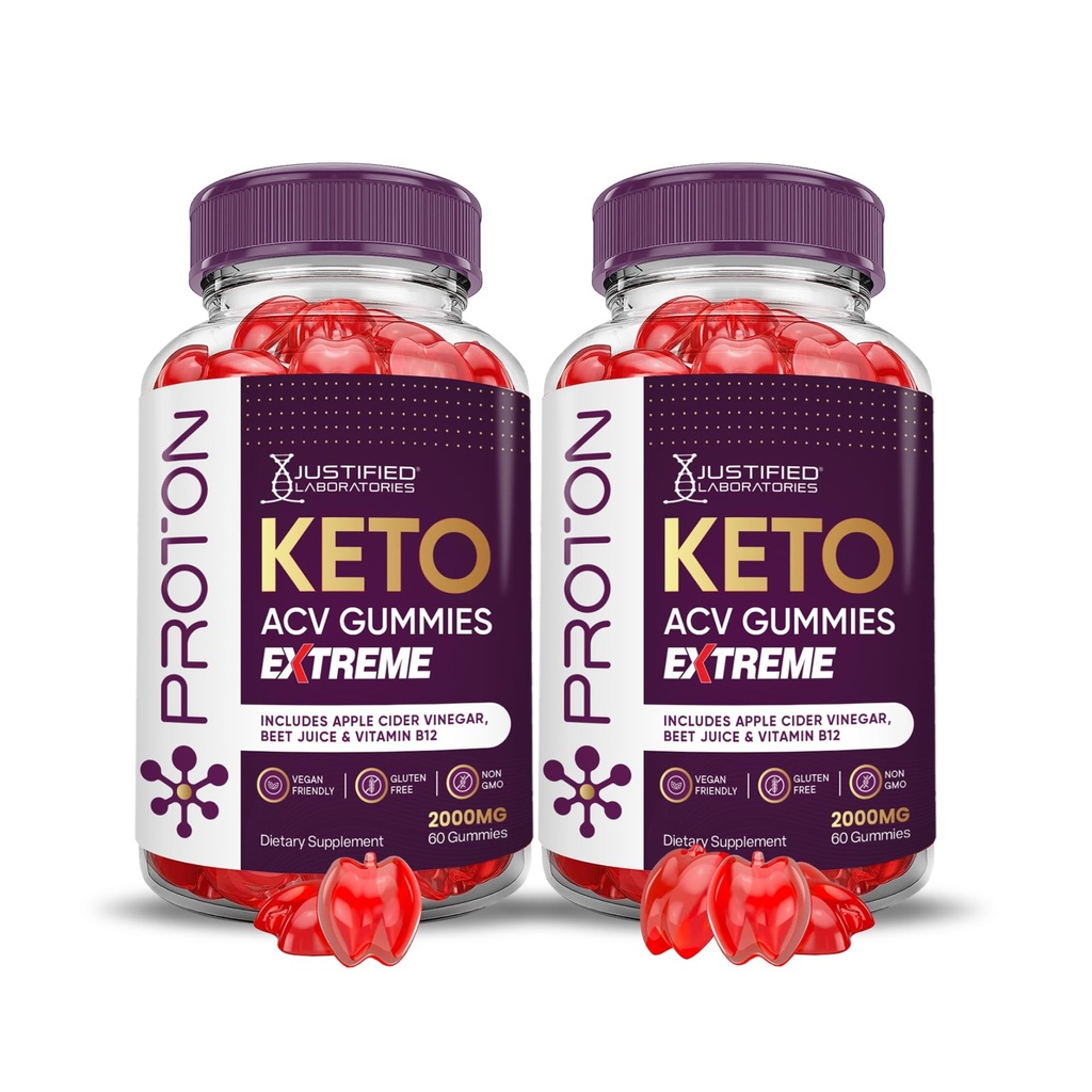 Justified Laboratories (2 Pack Proton Protein Keto ACV Gummis Extreme 2000MG Proton Keto Gummies Apfelessig Formuliert mit Granatapfelfettpulver B12 Vegan Non GMO 120 Gummys