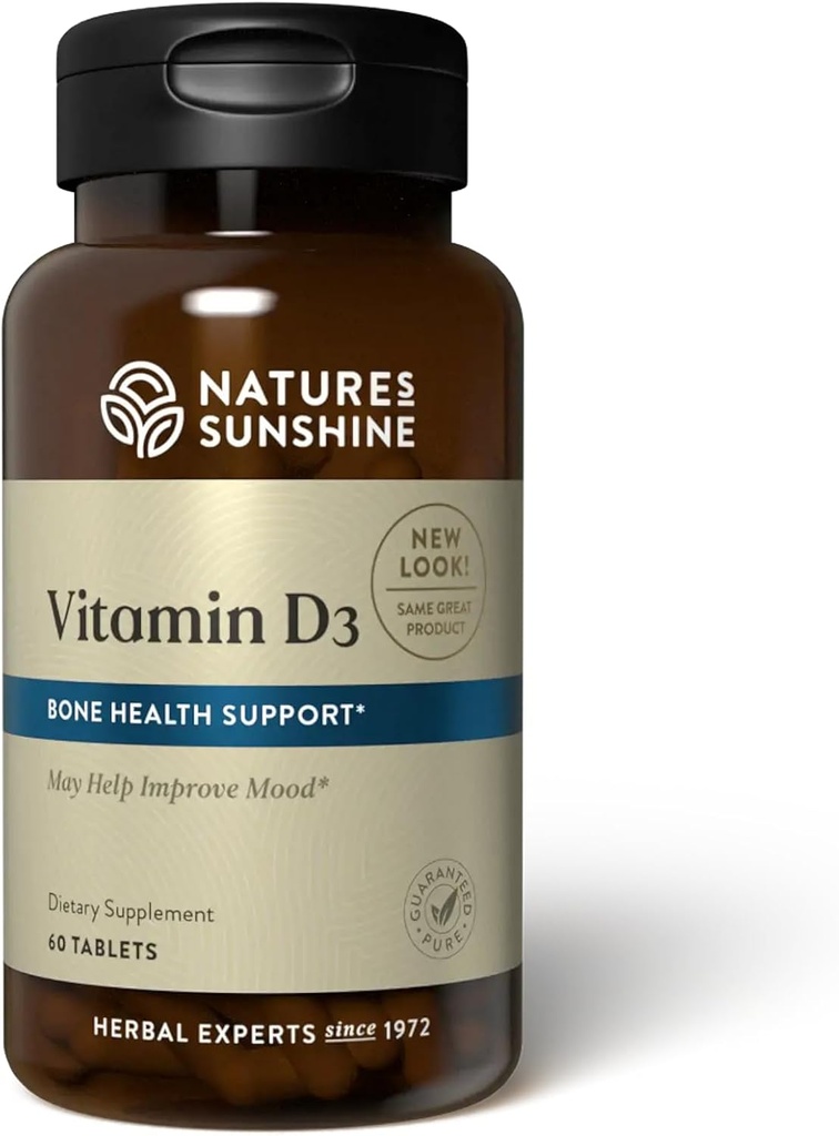 Nature's Sunshine Vitamin D3, 60 Tabletten | Unterstützt Knochengesundheit, trägt zur Gesamtgesundheit bei und kann Mood verbessern