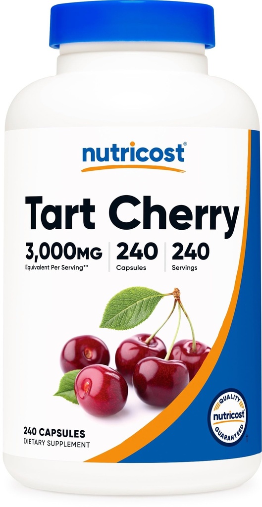 Nutricost Tart Kirschextrakt 3000mg Äquivalent (aus 300mg 10:1 Extrakt), 240 Vegetarische Kapseln - Glutenfrei, Non-GMO