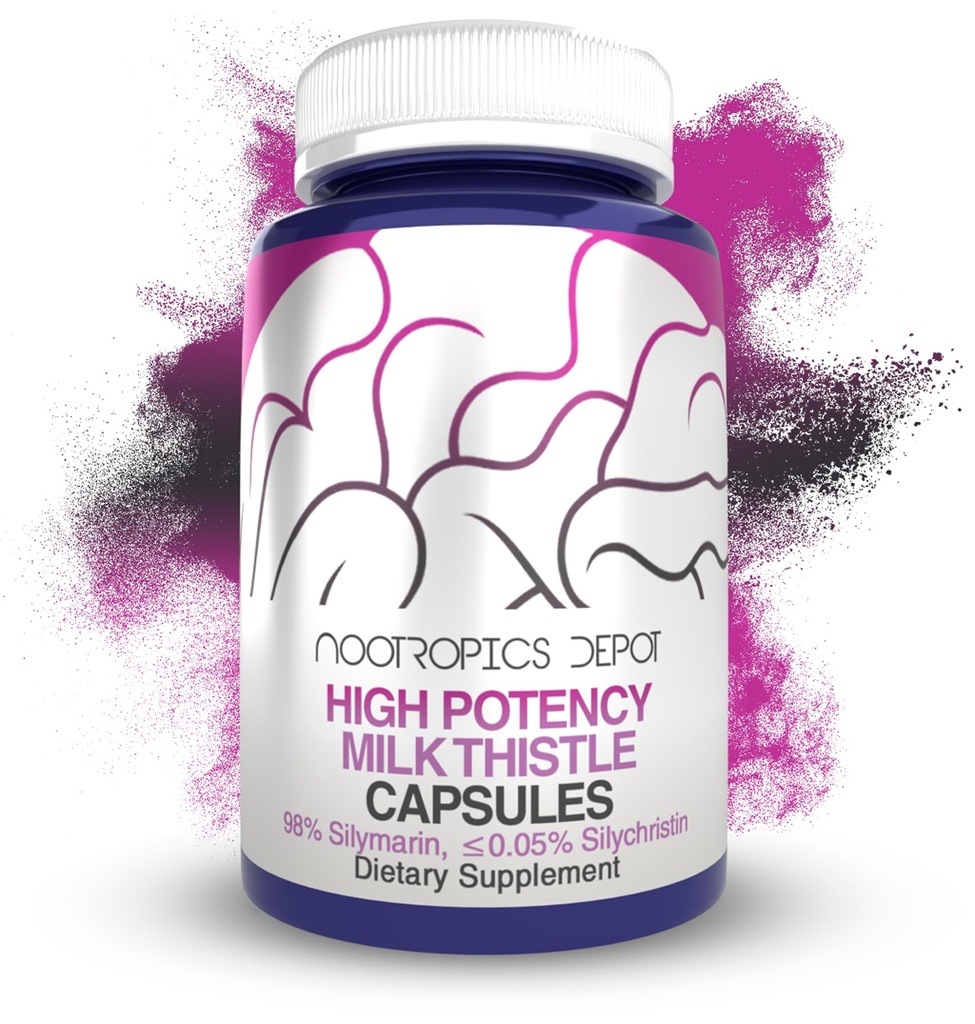 Nootropics Depot High Potency Milk Thistle Extract Kapseln | 200mg Silymarins aus Silybum marianum | 60 Count