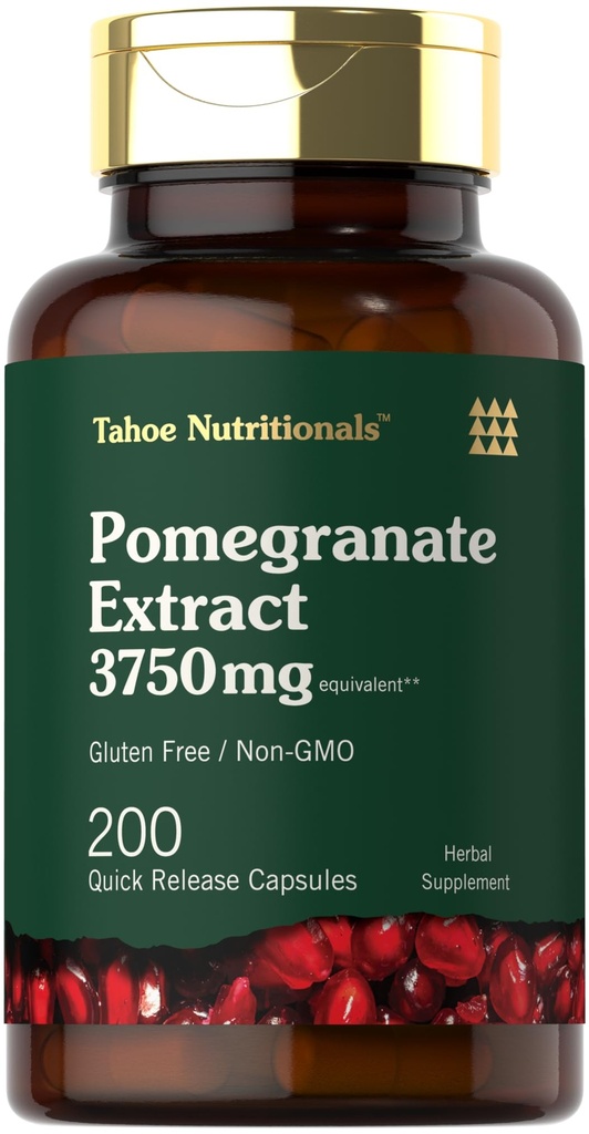 Tahoe Nutritionals Granatapfelextrakt | 200 Kapseln | 3750 mg | Non-GMO, Glutenfreie Ergänzung