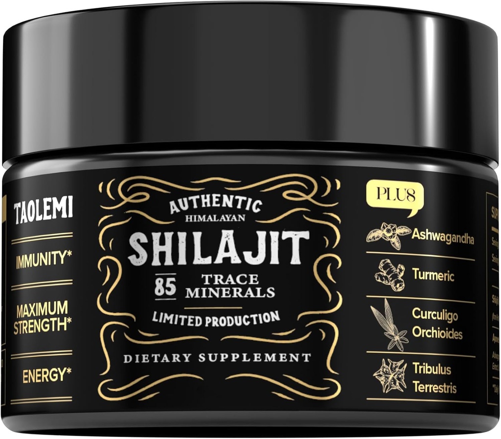 Shilajit Pure Himalayan Organic, 49g Jar Natural Shilajit Resin für Männer und Frauen, 85+ Trace Minerals & Fulvic Acid, Pure Himalayan Extract, Natural Energy and Vitality Enhancer, 62.5 Ser