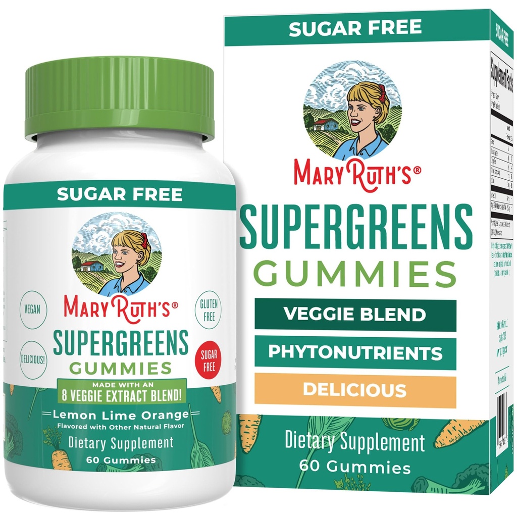MaryRuth Organics Super Greens Gummies (en anglais seulement) Quercetin naturel pour les adultes et les enfants 4 ans et plus Sans sucre (en anglais seulement) 2g Fibre par service (en anglais seulement) Vegan (en anglais seulement) Pas de gélatine (en anglais seulement) Pectine (en anglais seulement) 60 Comte (en anglais seulement) 30 portions