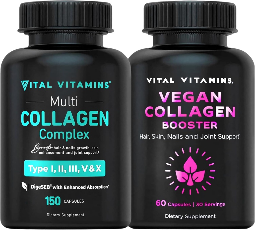 Vital Vitamine Multi Collagen Pillen (150 ct) + Vegan Collagen Booster (60 ct)