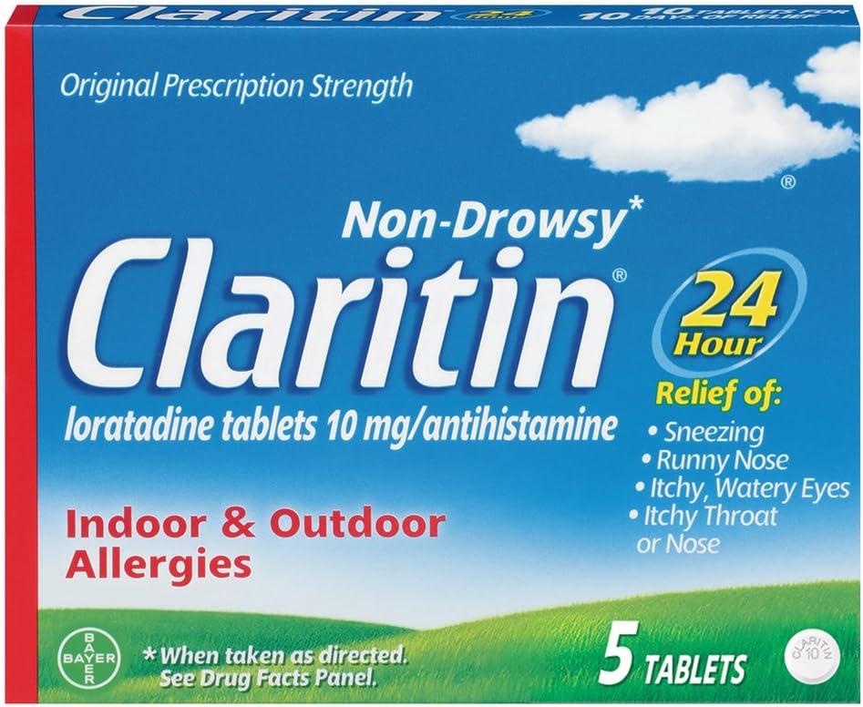 Comprimés allergiques non somnolents de 24 heures Clartin,10 mg, 5 Nombre (708164)