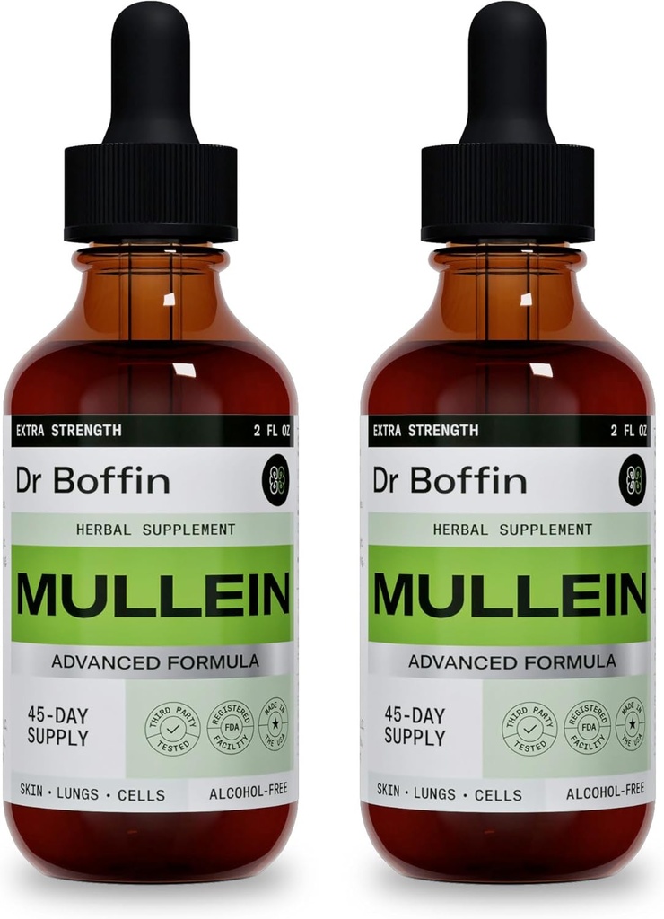 Mullein Leaf Liquid Extract 2 Fl Oz (Pack von 2) - Extra Strenght | Advanced Formula - Natural Supplement Liquid Tincture - Lung Cleanse and Detox - Respiratory Health and Immune Support Drops