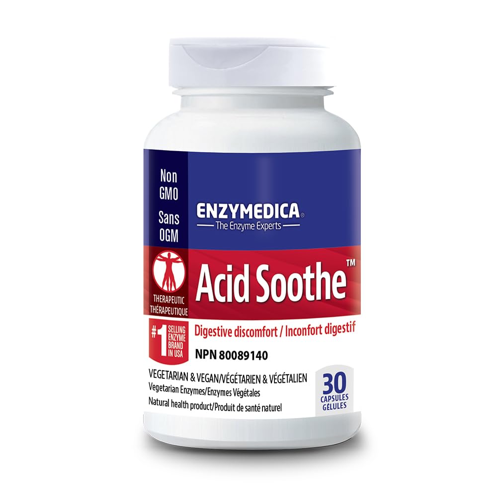 Enzymedica, Säure-Soothe, Unterstützung für okzialen Sodbrennen, 3-in-1 Formel mit Enzymen & beruhigende Kräuter, 30 Count