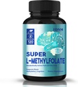 L Méthylfolate 15mg, supplément de méthylfolate de force professionnelle Support Mood, Nerve, Méthylation, Capsules optimisées L-méthylfolate, Non-OGM, Sans gluten, 5-MTHF, 120 Capsules