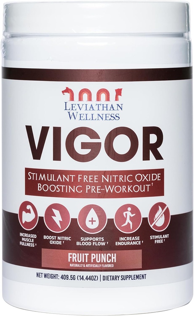 Vigor - Poudre d'oxyde nitrique sans stimulant pré-essai de L-Citrulline (5000mg), Acide malique (2000mg), GlycerPump (1500mg)
