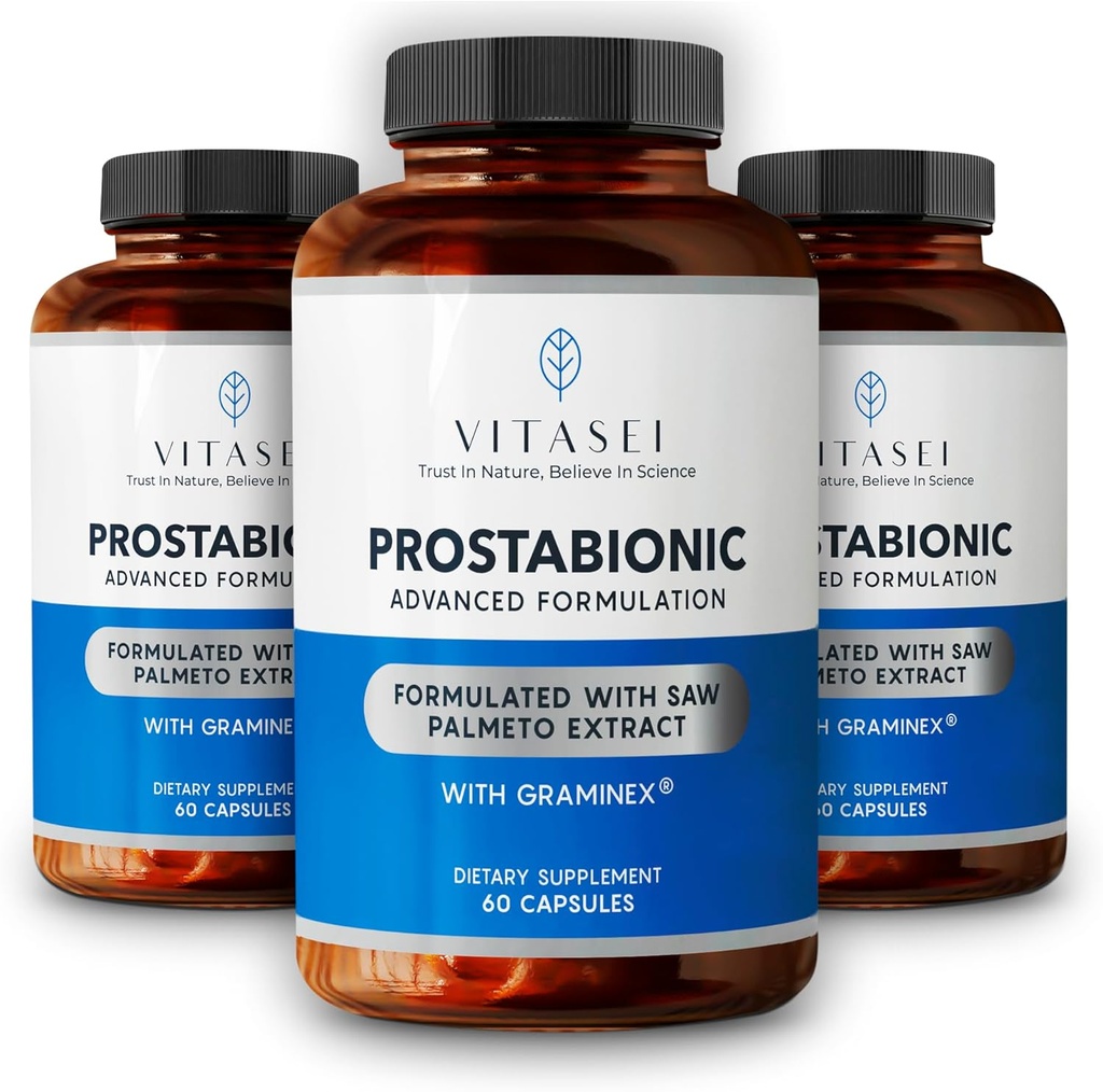 VITASEI Prostabion mit Graminex, Saw Palmetto, Pygeum Africanum - Bladder Control and Prostate Supplements für Herren - 60 Kapseln (Pack von 3)