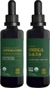 Global Healing Center Ashwagandha & Omega 3 6 7 9 Kit - Hilft mit Nervousness, Gehirngesundheit, Herzgesundheit und Augengesundheit