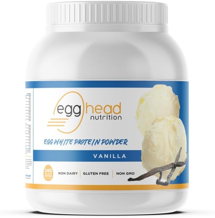 Nutrition de la tête d'oeuf - Protéine blanche d'oeuf - 24 G (grams) 3,3 livres, non laitiers, sans gluten, non OGM, fabriqués aux États-Unis (Vanilla)