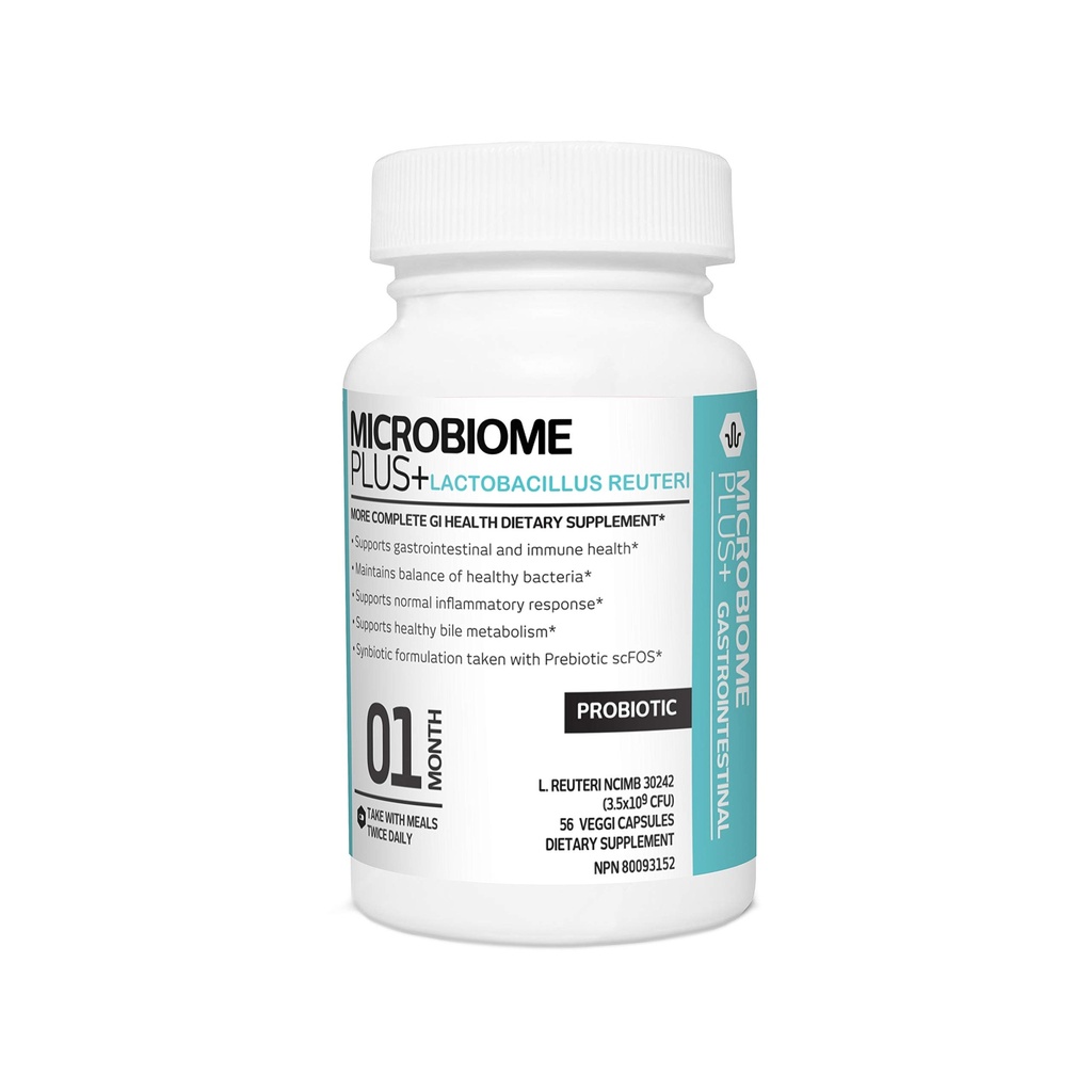 Microbiome Plus Gastrointestinal Probiotics L Reuteri NCIMB 30242 GI Verdauungsergänzungsmittel Kapsel, Allergy Safe & Gluten frei für Männer und Frauen (1 Monat Versorgung)