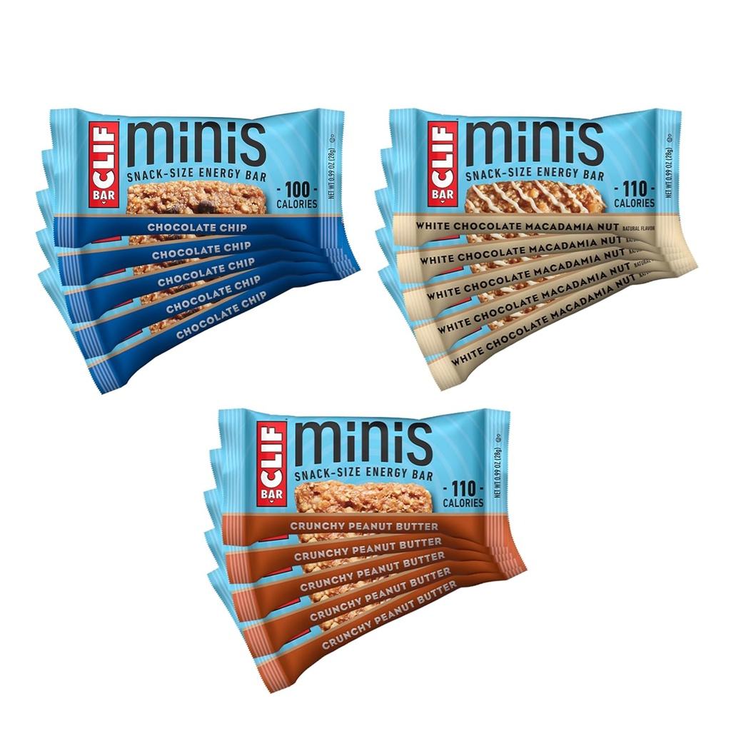 CLIF BAR Minis - Variety Pack - Made with Organic Oats - 4-5g Protein - Non-GMO - Plant Based - Snack-Size Energy Bars - 0.99 Unze (30 Count)