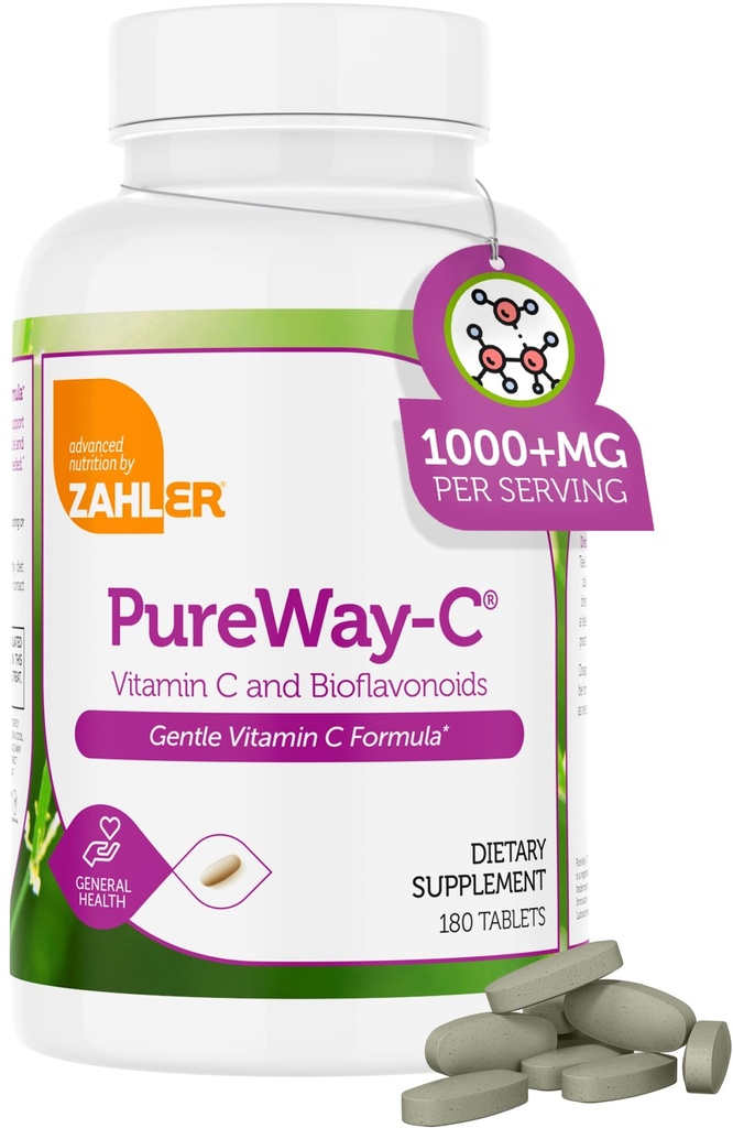 Zahler Vitamin C 1000mg Tabletten mit Bioflavonoiden - Hohe Potenz VIT C 1000mg für Immununterstützung - Gentle on Stomach - Glutenfreies Vitamin C 1000 mg Vitamin C Nahrungsergänzung für Frauen und Männer (180 Count)