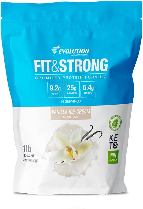 Evolution Advance Nutrition Poudre de protéines à 100% de la farine d'herbe – poudre de protéines pures avec BCAA, absorption rapide et digestion rapide pour la récupération optimale des muscles – 1 livre (Vanilla)